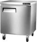 HECMAC 27" Commercial Refrigerator, 7.2 Cu.ft Worktop Undercounter Fridge with Single Solid Door, 33~40℉, 18-8 Stainless Steel Interior, ETL&NSF/ANSI 7 for Restaurant, Bar, Shop, Kitchen Use