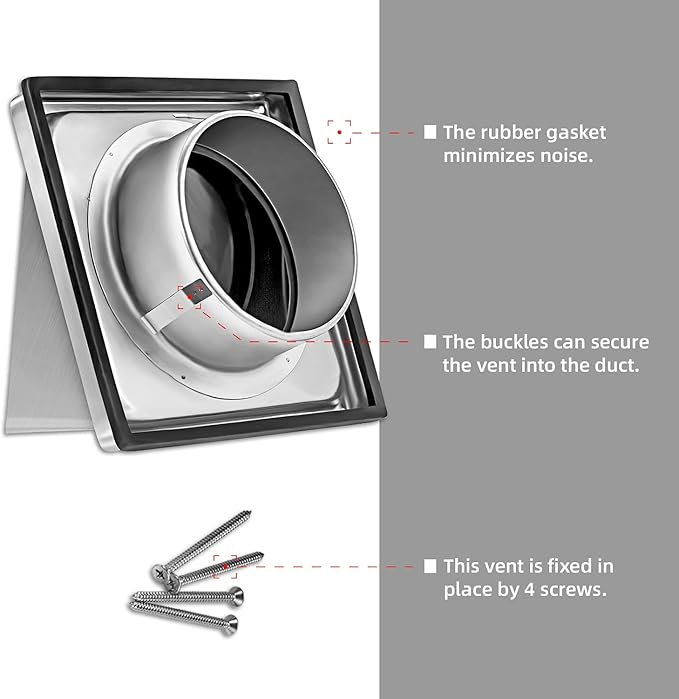 4-Inch External Extractor Wall Vent Cushioned Non Return Flap