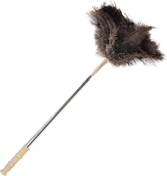 Extendable Ostrich Feather Duster 27-94 Inch, Natural Cleaning Duster Extension by Greenfeather
