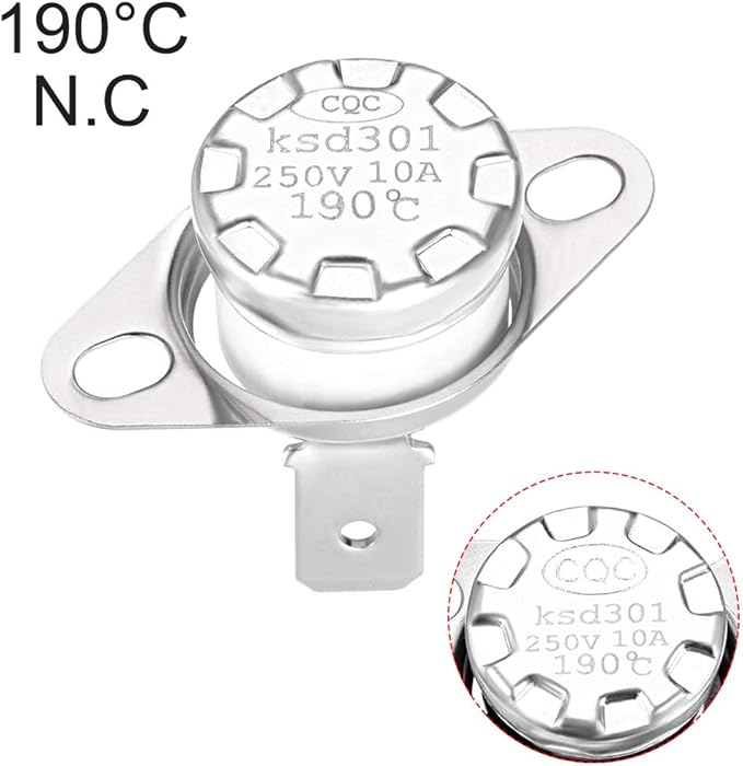 uxcell KSD301 Thermostat 190°C/374°F 10A Normally Closed N.C Adjust Snap Disc Temperature Switch for Microwaves,Oven,Coffee Maker 2pcs,Ceramic Material