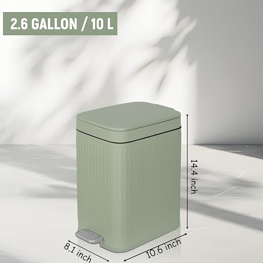 Small Bathroom Trash Can with Lid, 2.6 Gallon Slim Soft Close Step, Kitchen & - Image 7