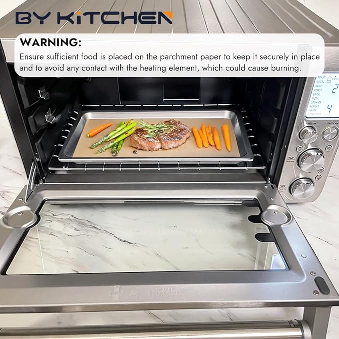 BYKITCHEN 11 x 9in Air Fryer Parchment Paper Sheet Liners Compatible with Breville Smart Oven Air Fryer Pro BOV900BSS/ Cuisinart Airfryer Toaster Oven, Airfryer Toaster Combo Accessories(120pcs)