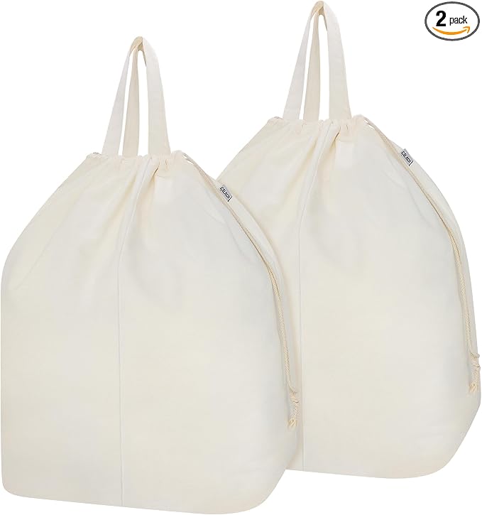 Canvas Laundry Bags with Handles & Rectangular Base 20"Wx15"Dx27.6"H 2 Pack by CALACH