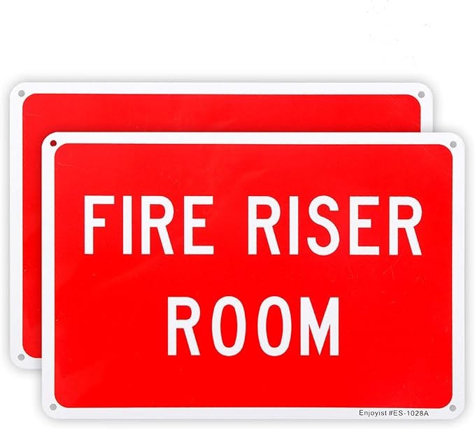 2-Pack Fire Riser Room Sign, 10"x 7" .04" Aluminum Reflective Sign Rust Free Aluminum-UV Protected and Weatherproof