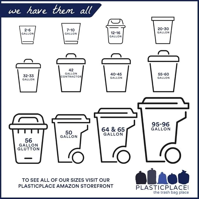 Plasticplace 95-96 Gallon Heavy Duty Black Trash Bags - Image 3
