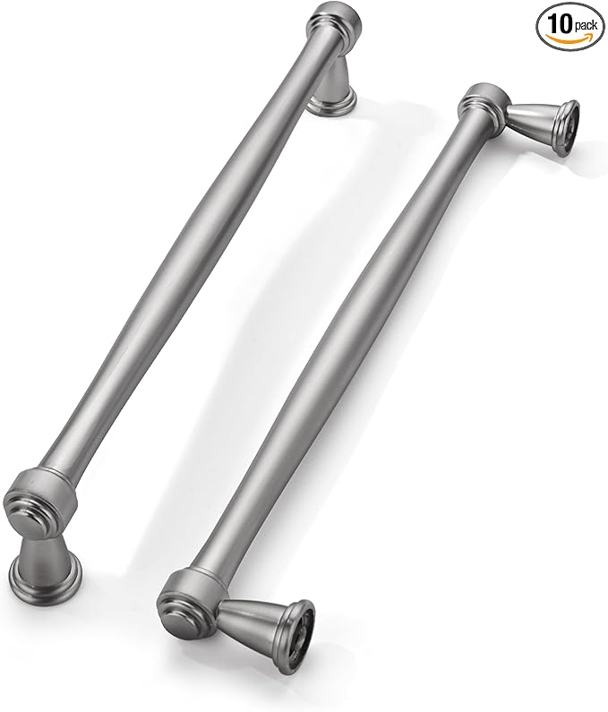 khtumeware 10 Pack 8 Inch(203mm) Brushed Satin Nickel Cabinet Pulls Kitchen Cabinet Handles Cabinet Hardware for Cupboard Drawer Handles Dresser Pulls