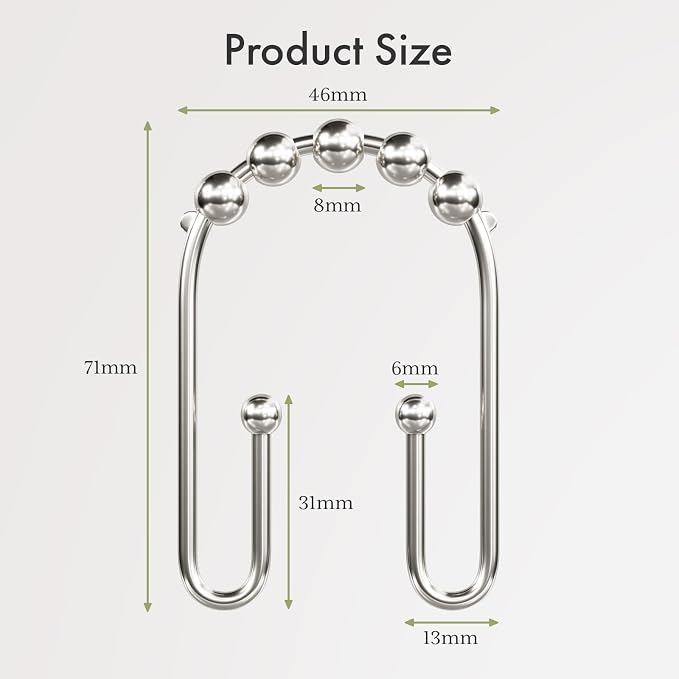 AmazerBath Shower Curtain Hooks, Metal Shower Curtain Rings Rust Proof - Image 7