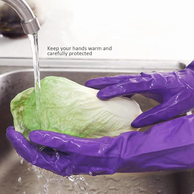 Alimat PluS Kitchen Gloves Latex Free, Cotton Flock Liner, 4 Pairs | Reusable - Image 6