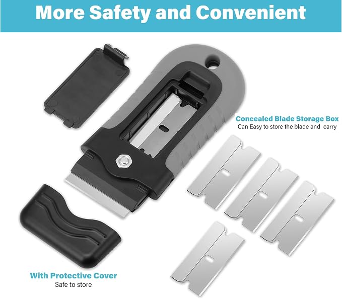 Razor Blade Scraper Tool, Glass Stovetop Paint Scraper | 10PCS Stainless Steel - Image 2
