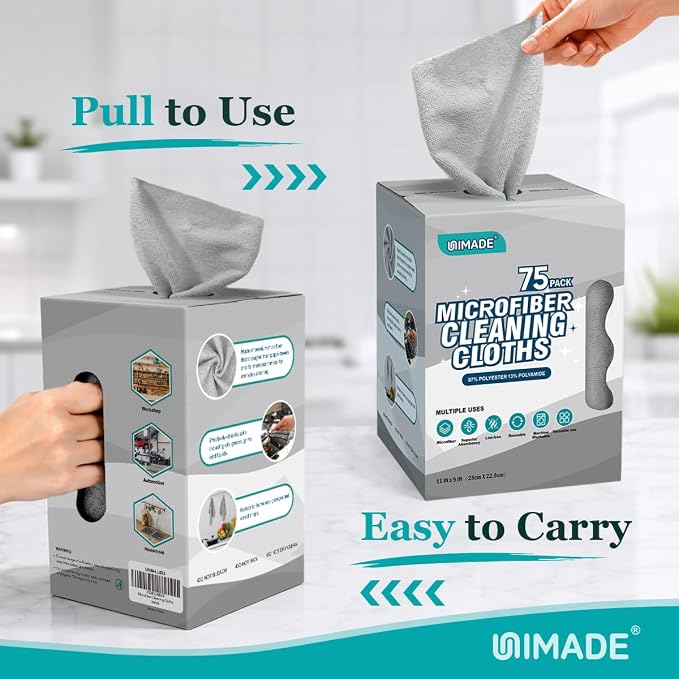 UNIMADE Microfiber Cleaning Cloth, 75 Sheets Microfiber Towels - Image 6