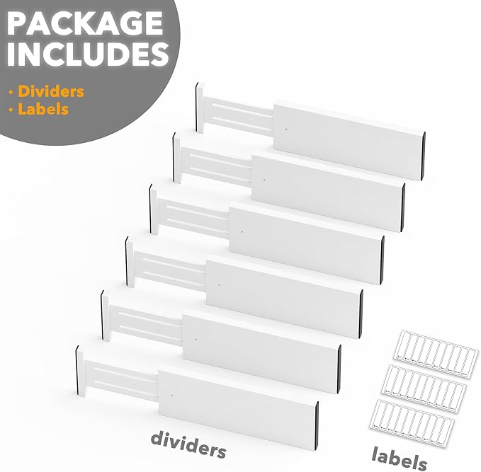 SpaceAid Bamboo Dresser Drawer Dividers 6 Pack, Adjustable 12.5“-17” Organizers - Image 7
