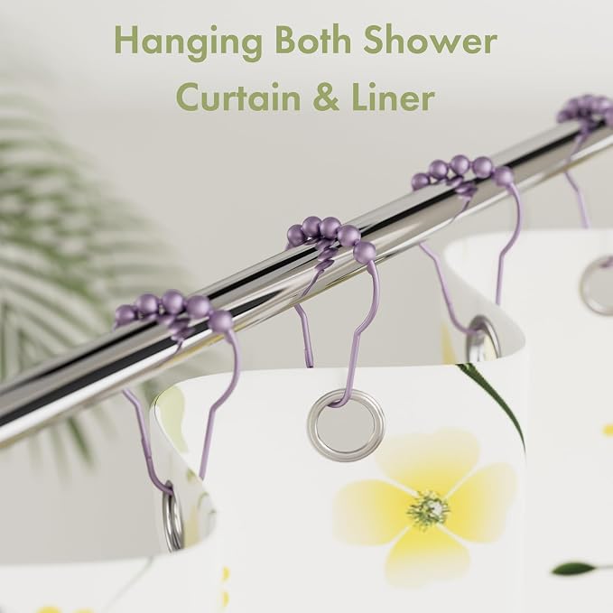 Shower Curtain Hooks, Rust Resistant Purple Shower Curtain Hooks - Image 2