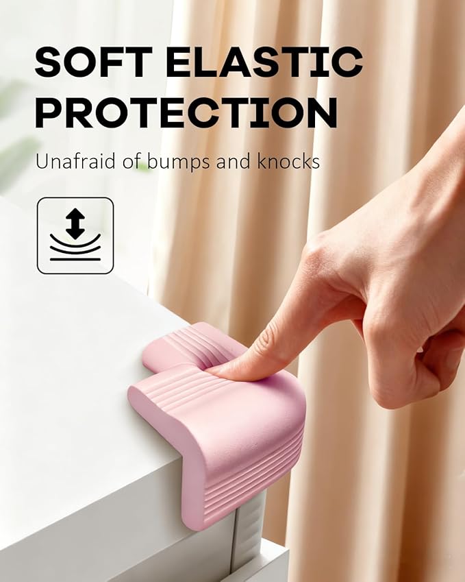 Baby Proofing Corner Guards 8 Pack Pink, Soft Foam Edge and Corner Protectors for Furniture, Pre-Taped Strong Adhesive Bumpers, Safe for Babies and Toddlers