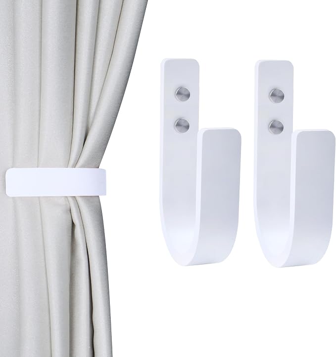 2 Pack Curtain Tiebacks Natural Wood Curtain Holdbacks, Wall-Mounted U-Shaped by OCIOLI