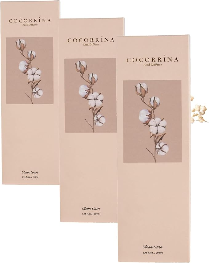 Reed Diffuser Set, Clean Linen 6.7 fl oz Scented Diffuser by COCORR%C3%8DNA