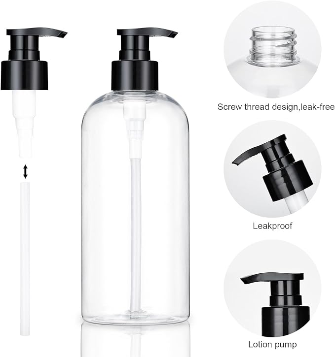 Plastic Pump Bottles Dispenser 2Pack 10oz Shampoo Bottle BPA Free | Empty Pump - Image 4