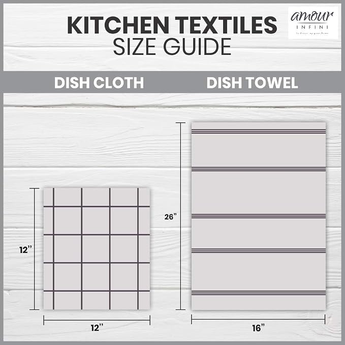 AMOUR INFINI Cotton Kitchen Dish Cloths Set of 8 – Highly Absorbent, Super Soft - Image 9