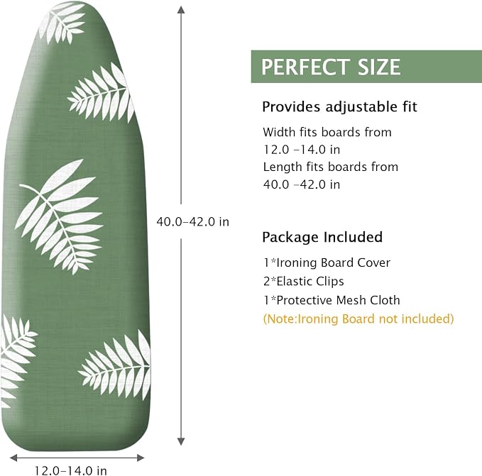 SheeChung 14"x42" Over The Door Ironing Board Cover and Pad, Heat Resistance - Image 2