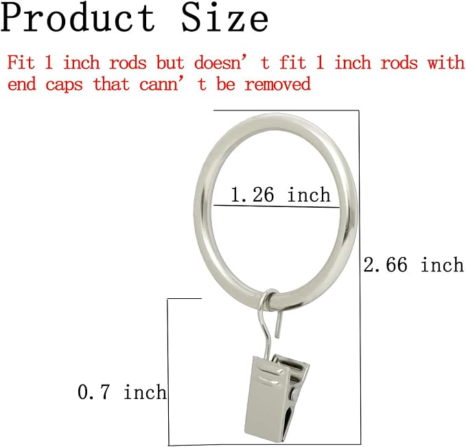 16 Pack Curtain Rings with Clips, Window Clip Rings Curtain Hooks Hangers Clip - Image 2