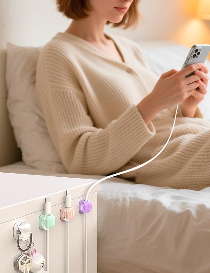 8 Pack Cable Clips, Cord Organizer, Cute Spring Cord Holder | 1s Lock, Phone - Image 6
