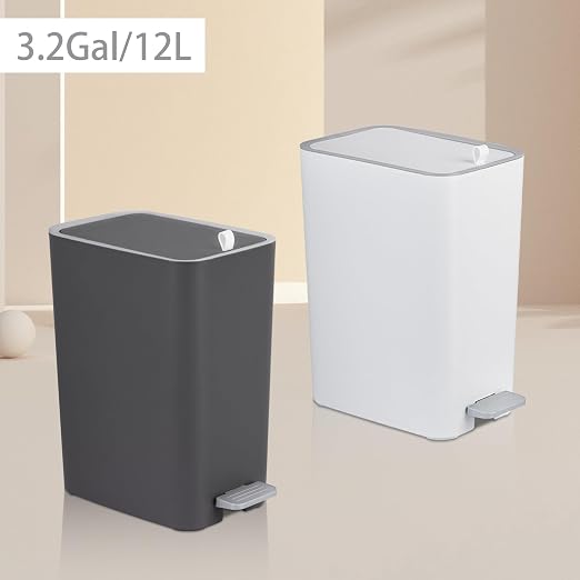 Small Bathroom Trash Can with Lid, 3.2 Gallon Slim Step Trash Can, Narrow - Image 7