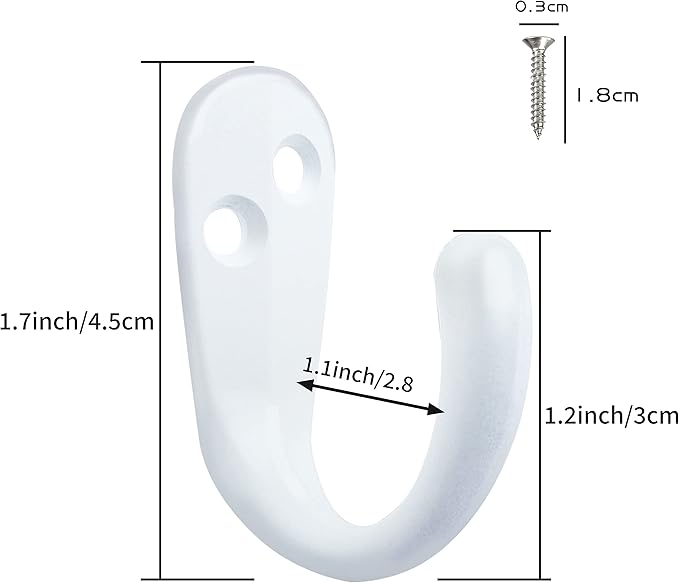 IBosins 15PCS Coat Hooks Wall Mounted White Single Prong Robe Hook | Hanging - Image 3