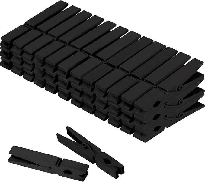 Black Colored Clothes pins 2.9inch 50PCS Black, Colorful ClothesPins Wooden by WAENLIR