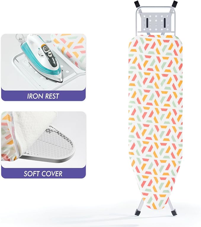 BKTD Full Size Ironing Board, Sturdy Frame, Heat Resistant Cover, Iron Rest - Image 2