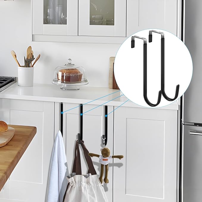 FYY Over the Door Hooks, Single-Hanger 4 Pack, Fits Doors 1.6" Black | Heavy - Image 7