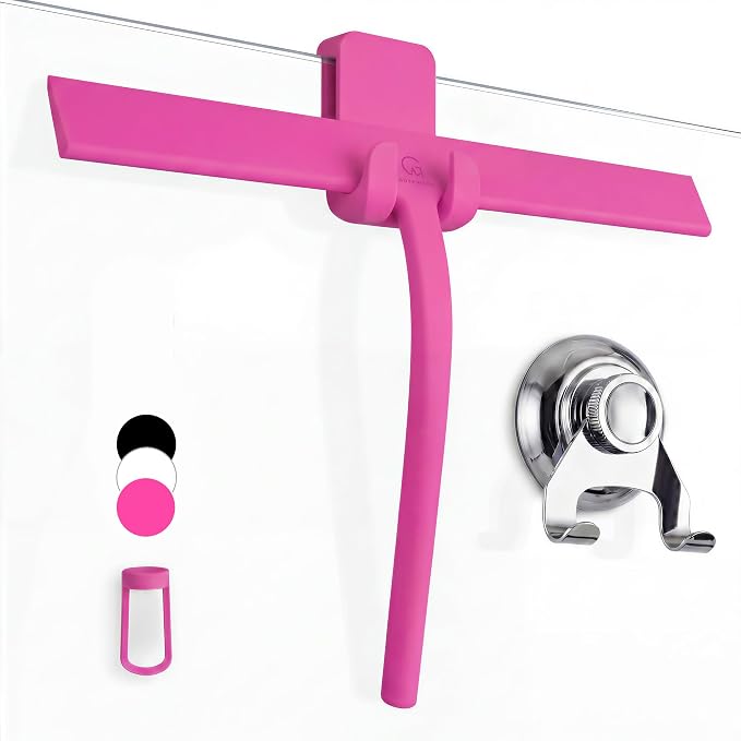 Silicone Shower Squeegee with 3-in-1 No-Drill Mount, Streak-Free & No-Squeak by G%C3%9CTEWERK