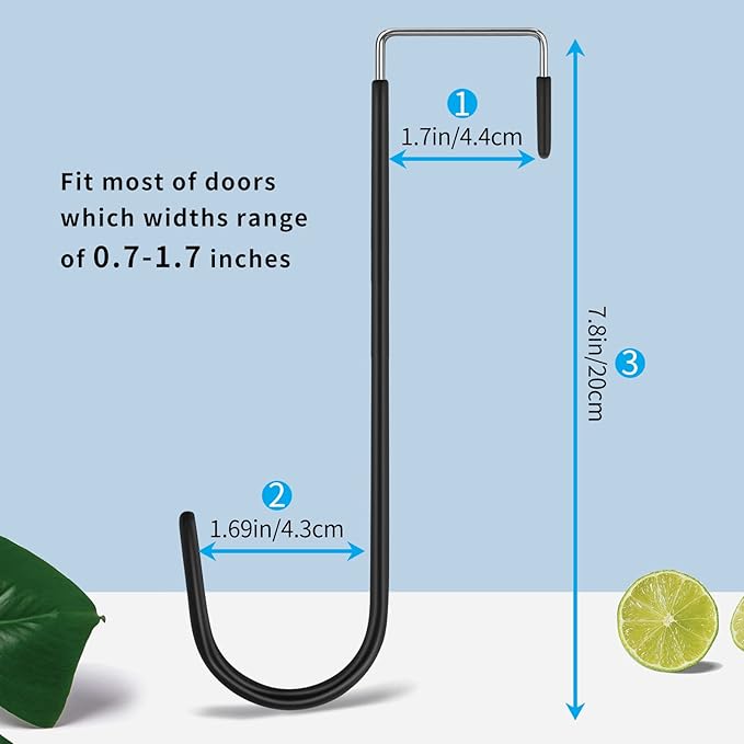 FYY Over the Door Hooks, Single-Hanger 4 Pack, Fits Doors 1.6" Black | Heavy - Image 2