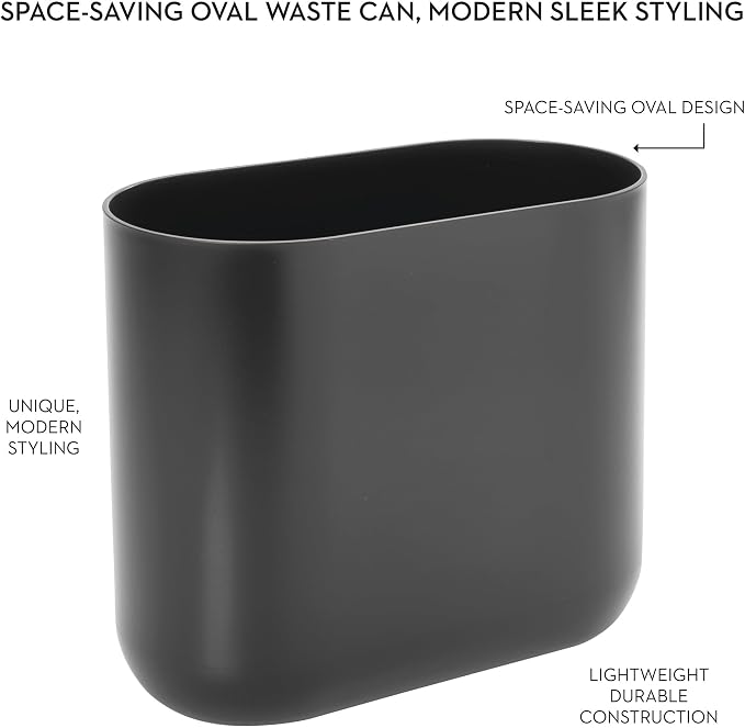 iDesign Small Slim Plastic Bathroom Trash Can - Image 5