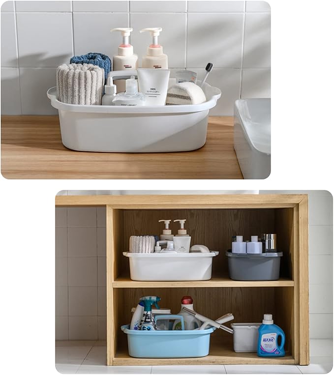 Large Cleaning Supplies Caddy Portable Shower Caddy Basket White 2 Pack - Image 6
