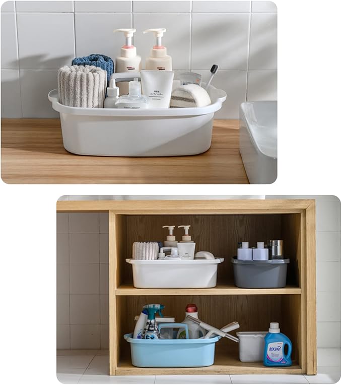 Large Cleaning Supplies Caddy Portable Shower Caddy Basket White - Image 4