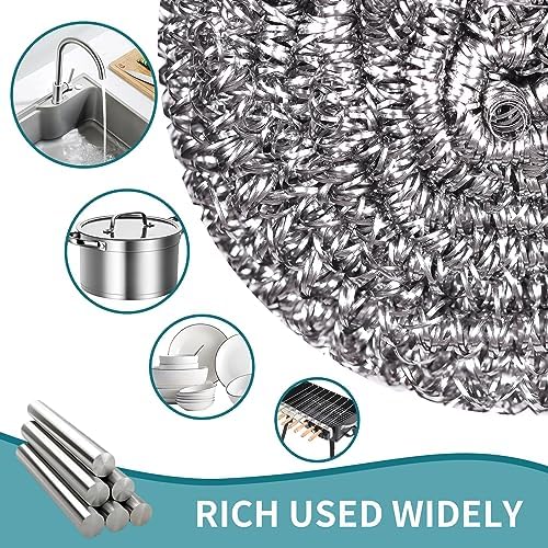 Carrie Joe Stainless Steel Scourer Heavy Duty Scrubber Pads Steel Wool Pack of 6 - Image 6