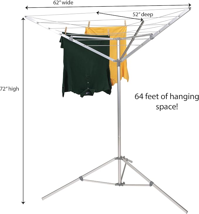 Household Essentials Portable Umbrella Clothesline, 64 Ft of Hanging Space - Image 2