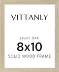 Vittanly 8x10 Picture Frame, Solid Wood Frame with Plexiglass, Includes 5x7 Mat, Wall Hanging or Tabletop for Home Decor, Light OAK, 1 Pack