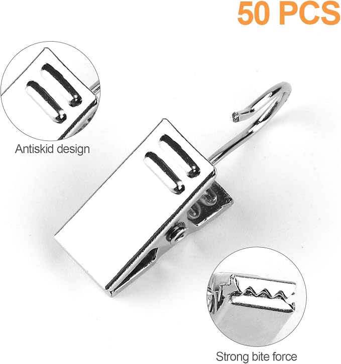 50PCS 3/4" Curtain Clips for Hanging, Heavy Duty Stainless Steel Hook Clip | - Image 4