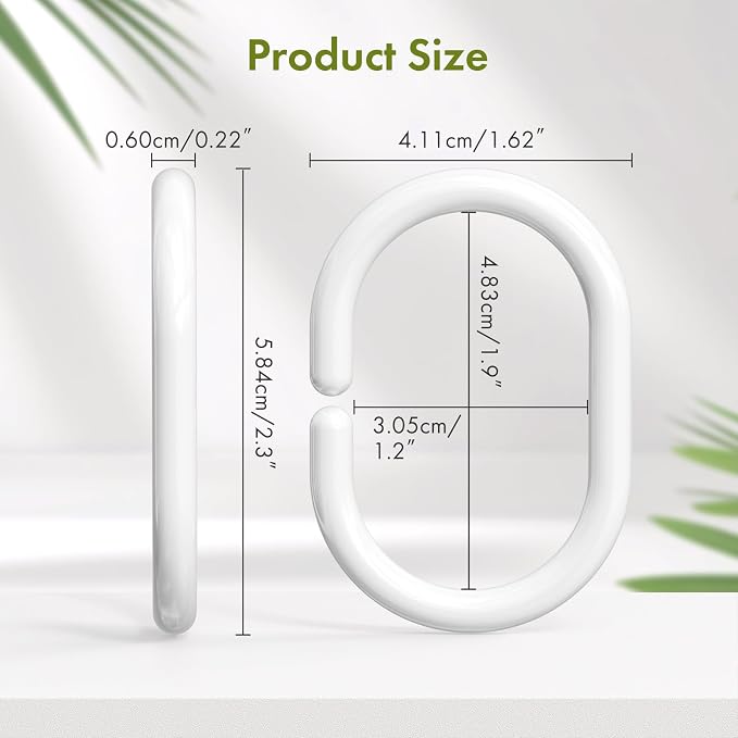 Amazer Shower Curtain Rings, Rust Proof Shower Rings C Shaped Shower Hooks - Image 2