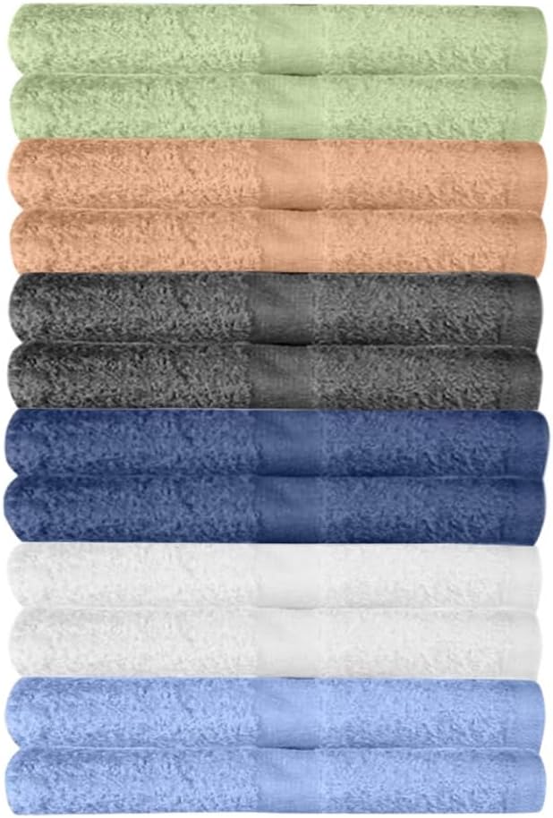 KAHAF COLLECTION 12 Pack Washcloths | Multicolour 100% Cotton Extra Absorbent by KAHAF+COLLECTION