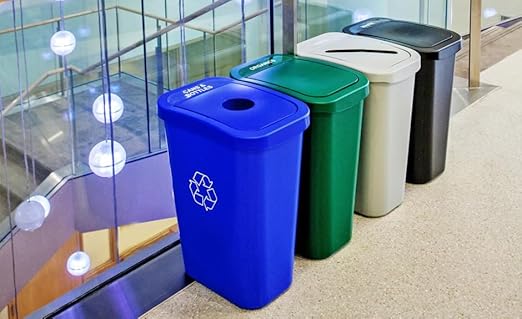 City Box 7 Gallon Waste Bin Trash Can with Lid for Residential, Offices, and Commercial Recycling - NYC Compliant - Black