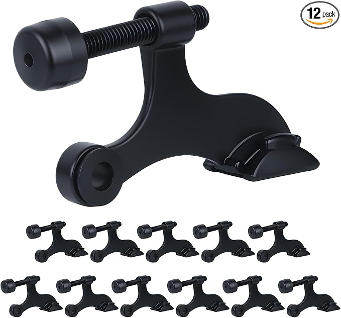 Hinge Pin Door Stop, Adjustable Door Stopper Hinge, Matte Black, 12 Pack | by HOME+MASTER+HARDWARE