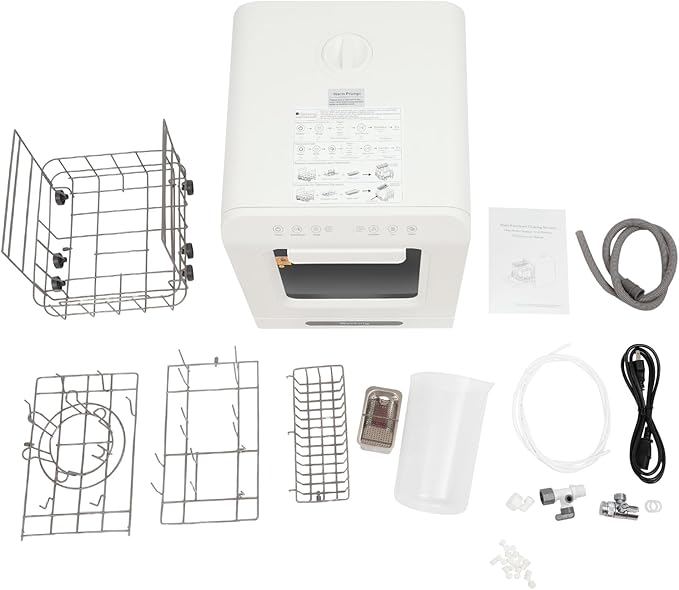 Portable Dishwasher Countertop, Compact Dishwasher 4L Built-In Water Tank & Inlet Hose, 5 Wash Programs, 162℉ Disinfect & Drying, 360° Dual Spray for Apartments, Dorms, Rvs, No Hookup Needed