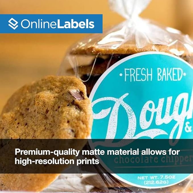 2.5" Round Labels - Permanent Adhesive, White Matte - Great for Candle and Jar Lids, Products, Favor Labels - Pack of 6,000 Circle Stickers, 500 Sheets - Inkjet/Laser Printers, OL350WX, OnlineLabels