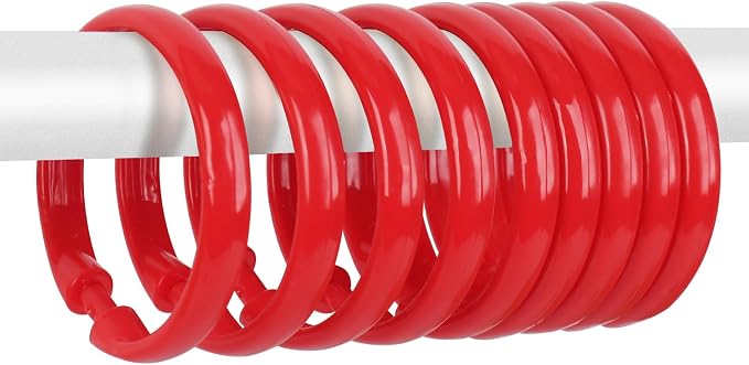 Red Shower Curtain Hooks by Qulable