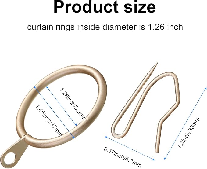 Qunclay 100 Set 1.26 Inch Metal Curtain Rings - Image 2