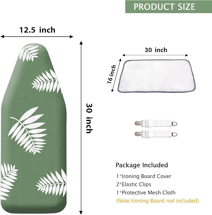 SheeChung 12.5"x32" Small Ironing Board Cover and Pad, Mini Iron Board Cover - Image 2