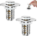 Hibbent 2 Pack Bathroom Sink Drain Strainer, 3 in 1 Pop Up Stopper | Universal by Hibbent