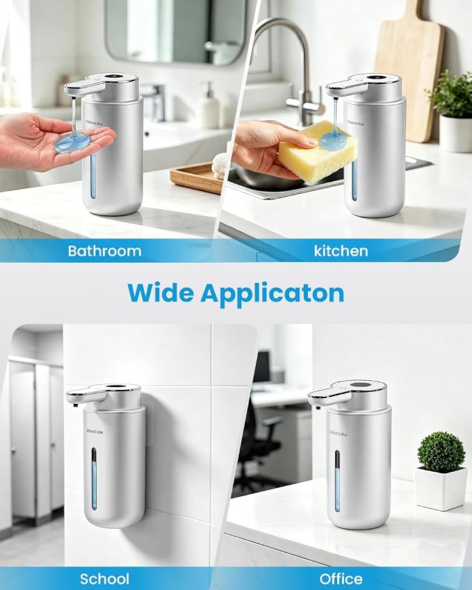 Touchless Automatic Liquid Soap Dispenser, Rechargeable Silver | 410 mL - Image 9