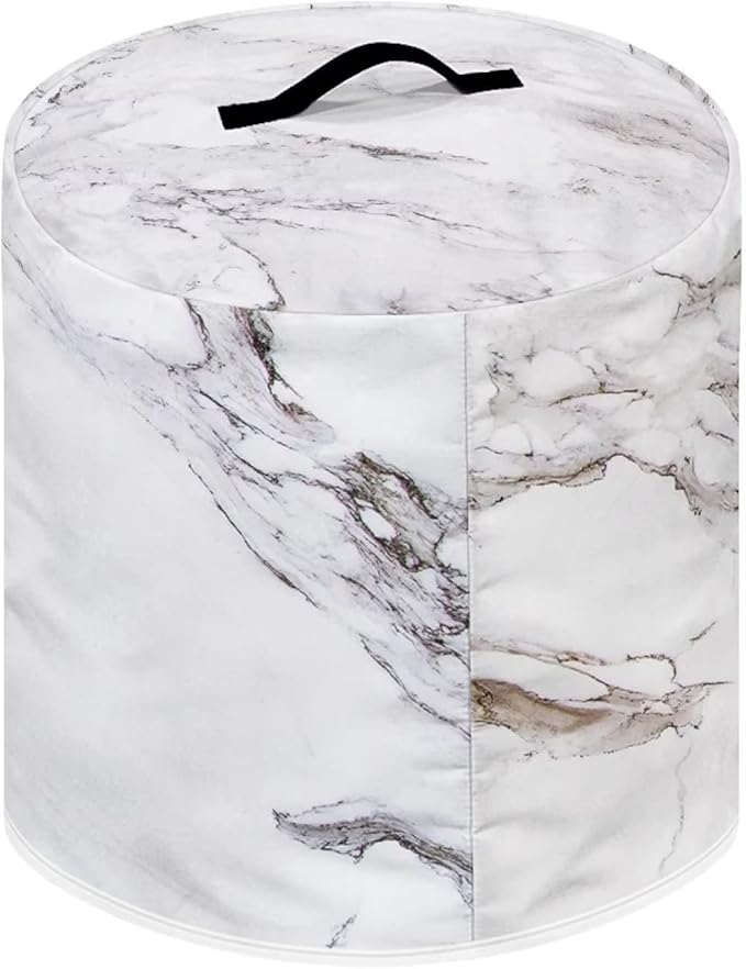 Air Fryer Dust Cover Compatible with 6 Quart Insulated Kitchen Appliance Cover with Top Handle and Front Pockets for Women Gift, White Marble